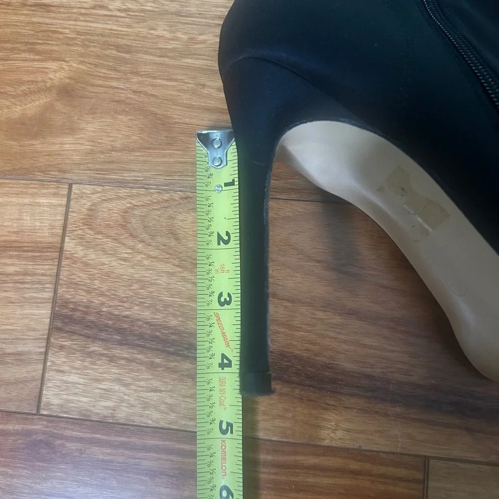 Truffle Collection Thigh High Boots Peep Toe Stiletto Heel Black‎ Size 8.5
